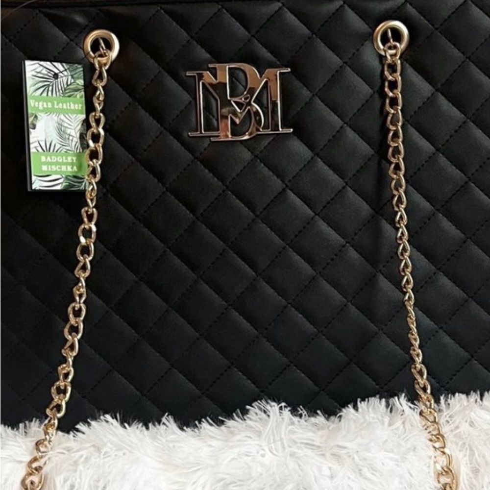 Badgley Mischka Women's Quilted Logo Tote - Black